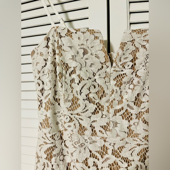 Lulu's White Lace Dress with Nude Lining - Picture 5 of 12